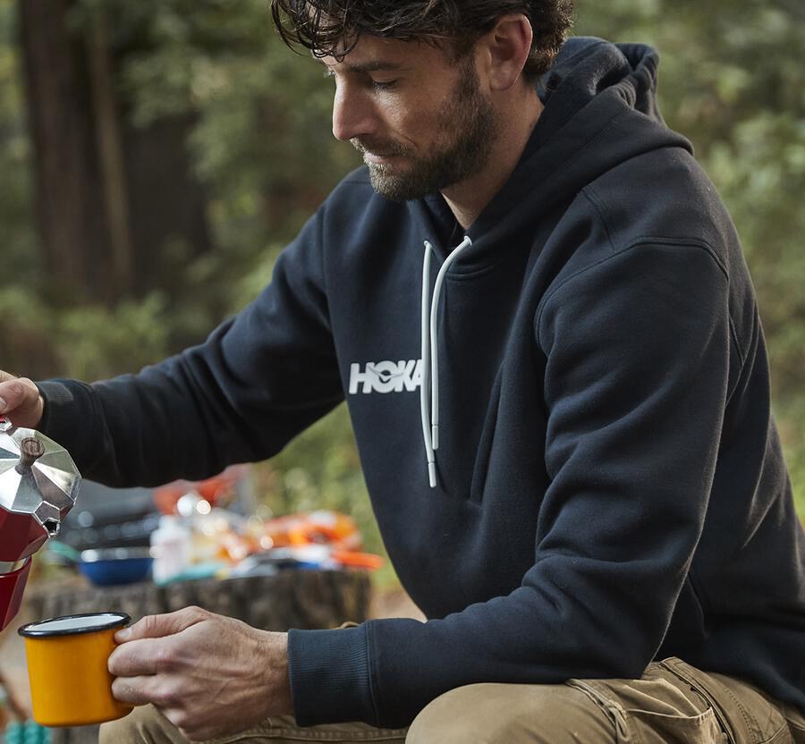 Hoka One One Mens Hoodie - Performance - Black - FEWS57284